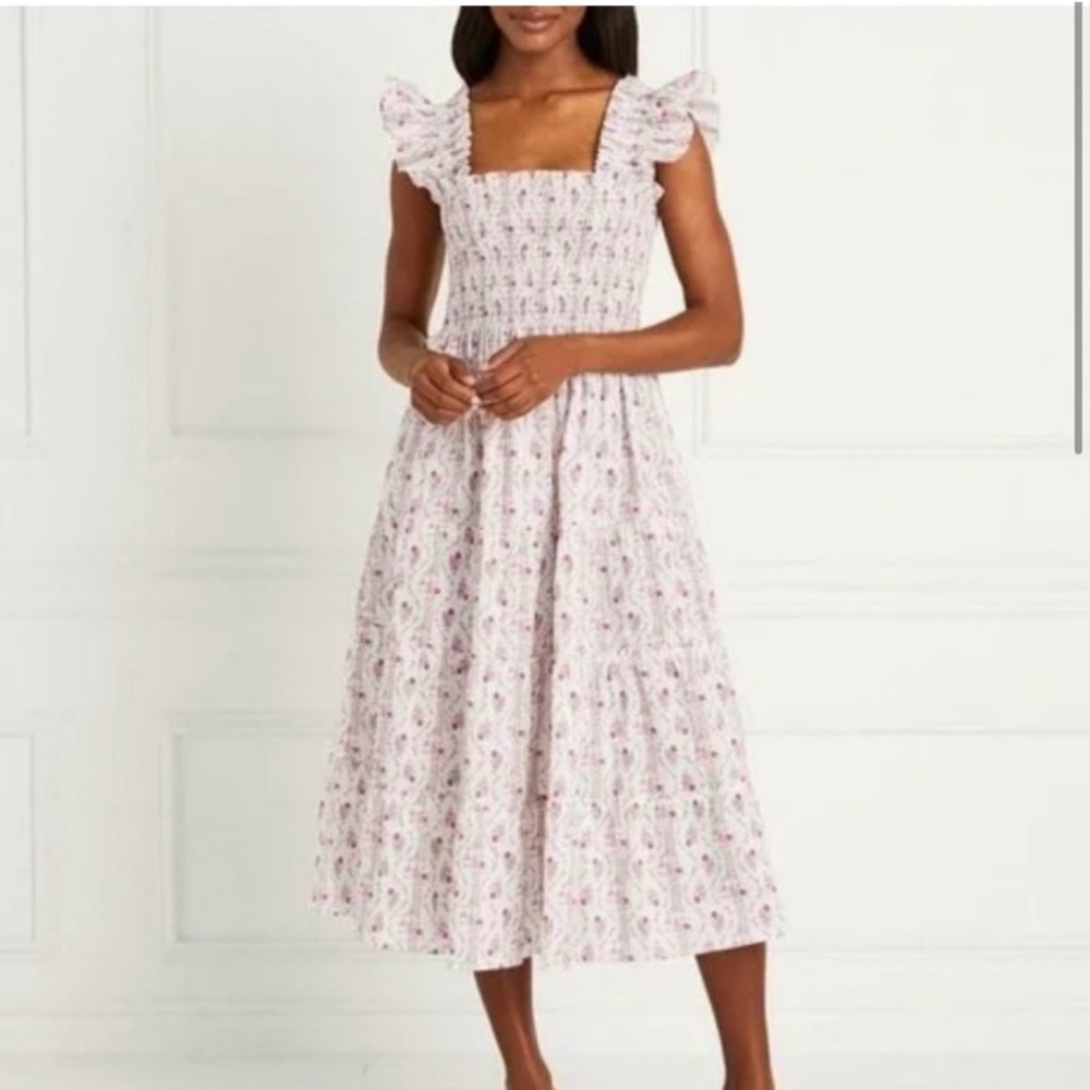 SOLD! Hill House Ellie Pink Vine Floral Midi Dress
